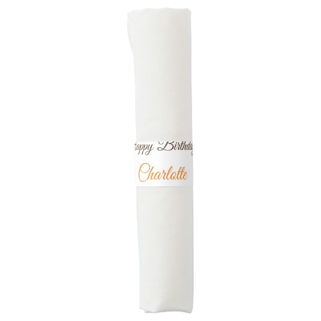 Orange brown flower happy birthday add name cutie  napkin bands (Front)