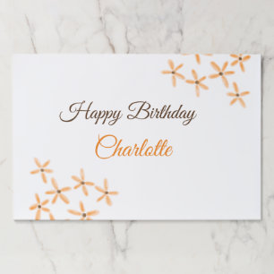 Orange brown flower happy birthday add name cutie paper pad
