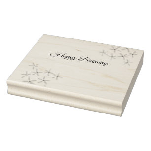 Orange brown flower happy birthday add name cutie rubber stamp