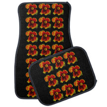 Orange  Brown Flowers  Pattern on Black