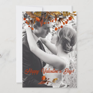 Orange Brown Foliage Overlay Add Your Own Photo Holiday Card