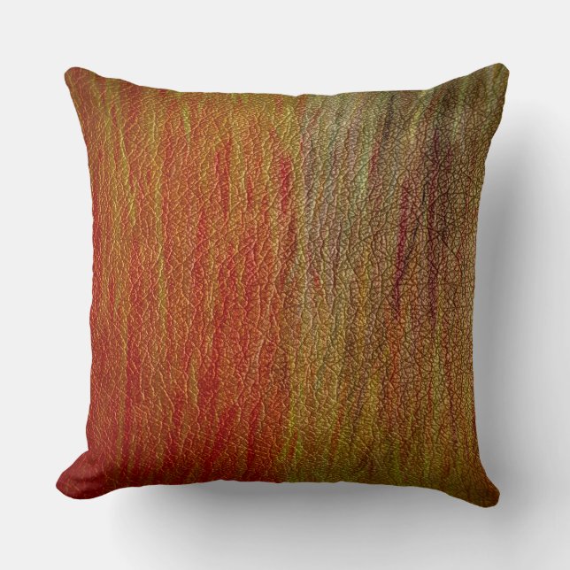 Orange Brown Leather #2 Throw Pillow (Front)