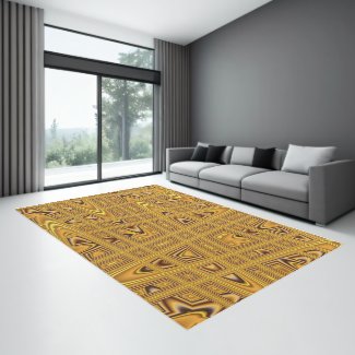 Orange Brown Modern Geometric Indoor Area Rug
