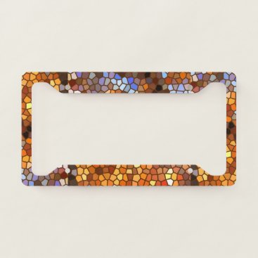 Orange Brown Mosaic Abstract License Plate Frame