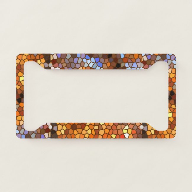 Orange Brown Mosaic Abstract License Plate Frame