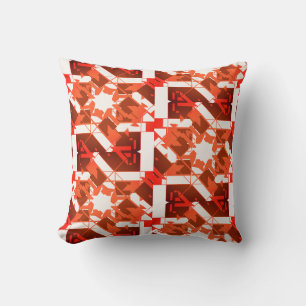 Orange Brown Off-white Mediterranean Uneven Mosaic Throw Pillow