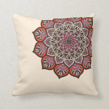 Orange Brown Pink Earthy Glittery Throw Pillow