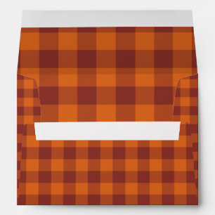 Orange Brown Plaid Checker Pattern Envelope