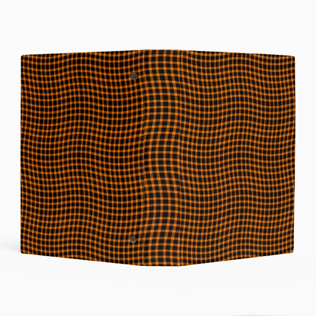 Orange Brown Plaid Checker Seamless Pattern Mini Binder (Background)