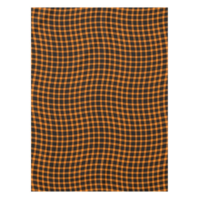 Orange Brown Plaid Checker Seamless Pattern Tablecloth (Front)