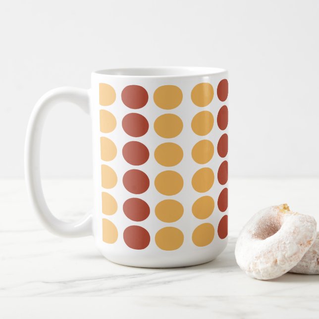 Orange Brown Polka Dot  Coffee Mug (With Donut)