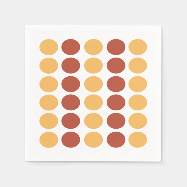 Orange Brown Polka Dot Pattern Birthday Napkins (Front)