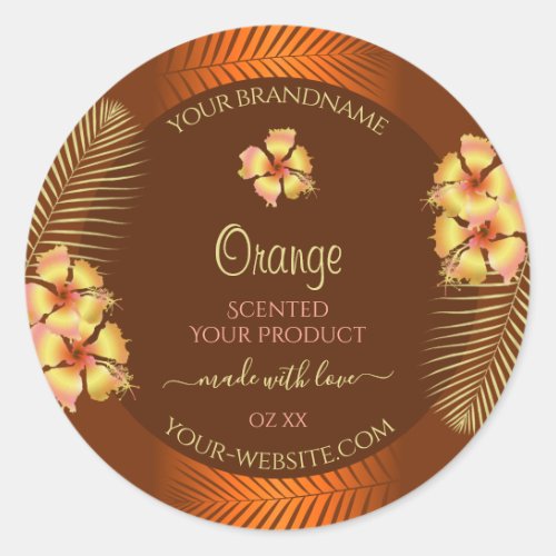 Orange Brown Product Label Yellow Hawaiian Flowers