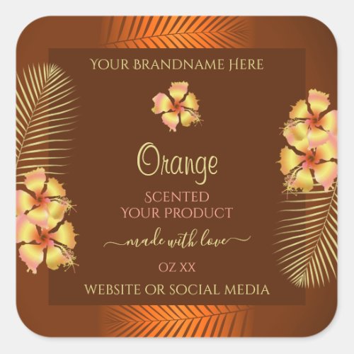 Orange Brown Product Label Yellow Hawaiian Flowers