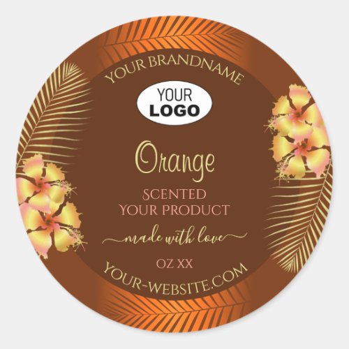 Orange Brown Product Labels Hawaiian Flowers Logo