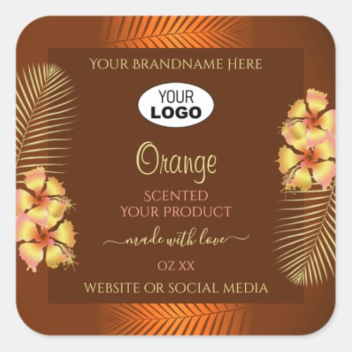 Orange Brown Product Labels Hawaiian Flowers Logo