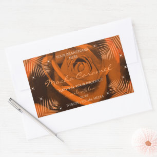 Orange Brown Rose with Palm Leaves Product Labels