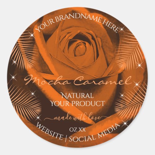 Orange Brown Rose with Palm Leaves Product Labels