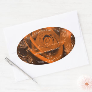 Orange Brown Rose with Palm Leaves Product Labels