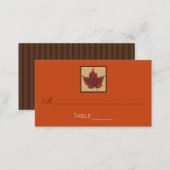 Orange Brown Striped Autumn Leaf Place Cards (Front/Back)