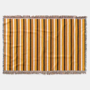 Orange Brown Stripes Pattern Design Throw Blanket