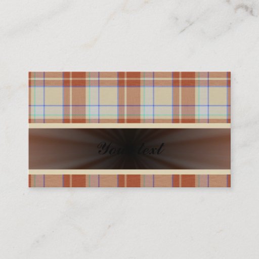 Customizable Orange Brown Tartan with Ribbon Business Card Template