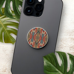 Orange Brown Terracotta Turquoise Teal Blue Mosaic PopSocket