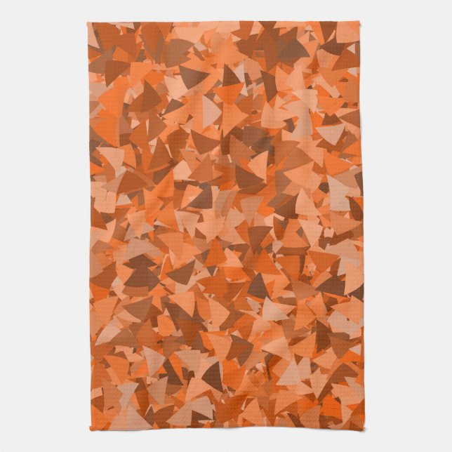 Orange Brown Triangle Pattern Kitchen Towel (Vertical)