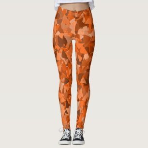 Orange Brown Triangle Pattern Leggings
