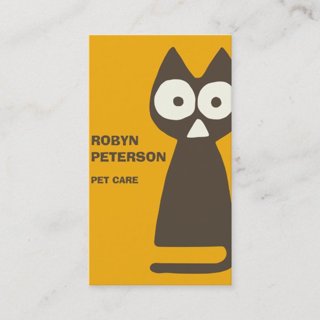 Orange Brown Triangle Symbolic Cat Business Card (Front)
