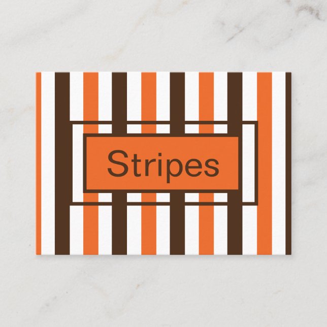 Orange Brown Vertical Stripes  Business Card (Front)