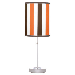 Orange Brown Vertical Stripes Pattern Table Lamp