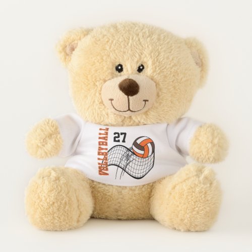 Orange  Brown Volleyball with Name and Number Ted Teddy Bear