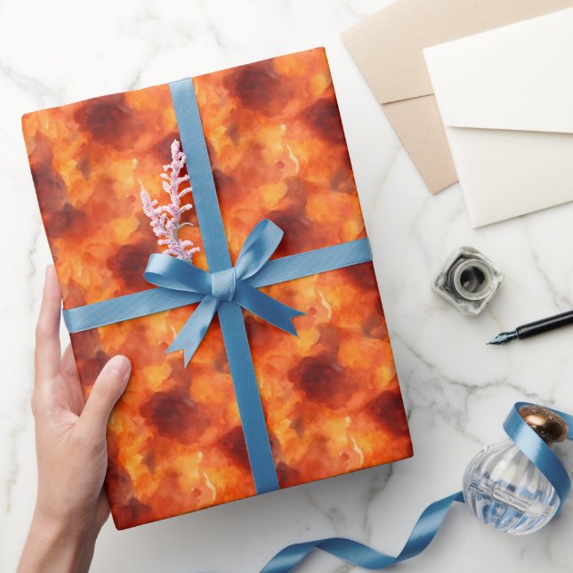Orange & Brown Watercolor Abstract  Wrapping Paper (Gifting)