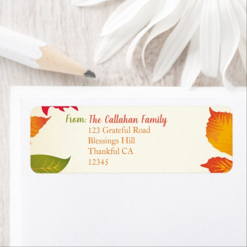 Orange Brown Watercolor Autumn Leaves RTS Label