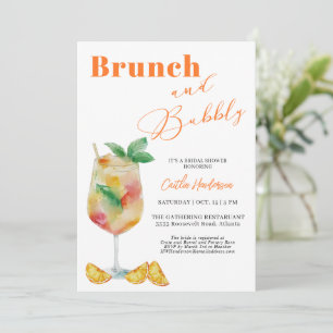  Orange Brunch and Bubbly Champagne Bridal Shower Invitation