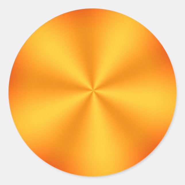 Orange Brushed Metal Look Radial Pattern Classic Round Sticker (Front)