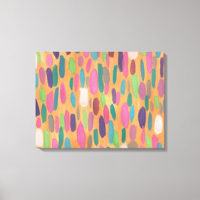 Orange Brushstrokes Abstract Canvas Art Print (Front)