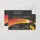 Orange Brushstrokes Color House Painter Brush Business Card (Front/Back)