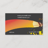 Orange Brushstrokes Color House Painter Brush Business Card (Back)