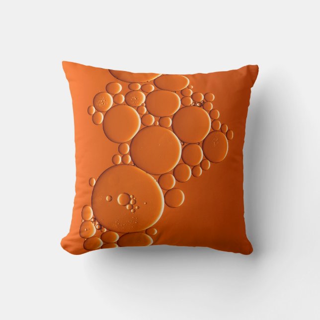 Orange bubbles art throw pillow (Front)