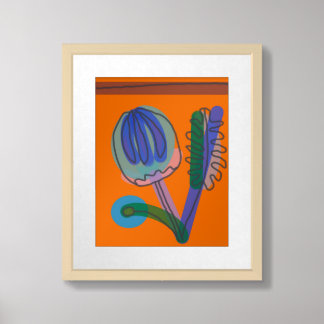 Orange Bud tropical framed drawing by Kim Krech Art