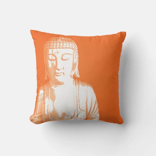 orange Buddha Gautama Throw Pillow (Front)