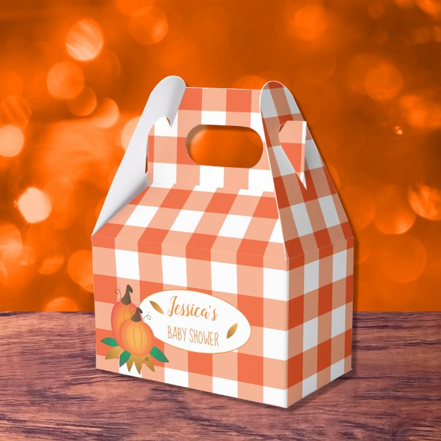 Orange Buffalo Check and Pumpkins Favor Boxes (Creator Uploaded)