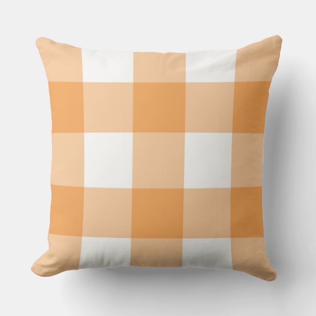 Orange Buffalo Check Throw Pillow (Front)