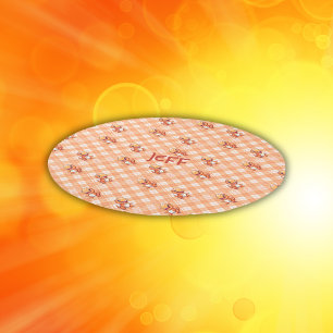 Orange Buffalo Check with Dinosaurs and Monogram Rug