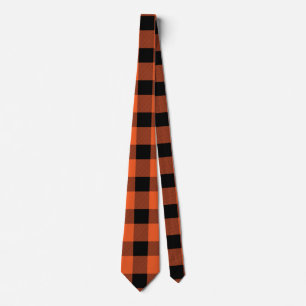 Orange Buffalo Country Lumberjack Plaid Neck Tie