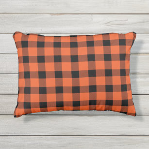 orange buffalo check pillows