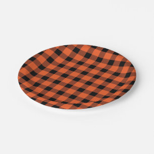 Orange Buffalo Country Lumberjack Plaid Paper Plates