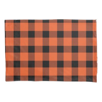 Orange Buffalo Country Lumberjack Plaid Pillow Case by LifeOfRileyDesign at Zazzle